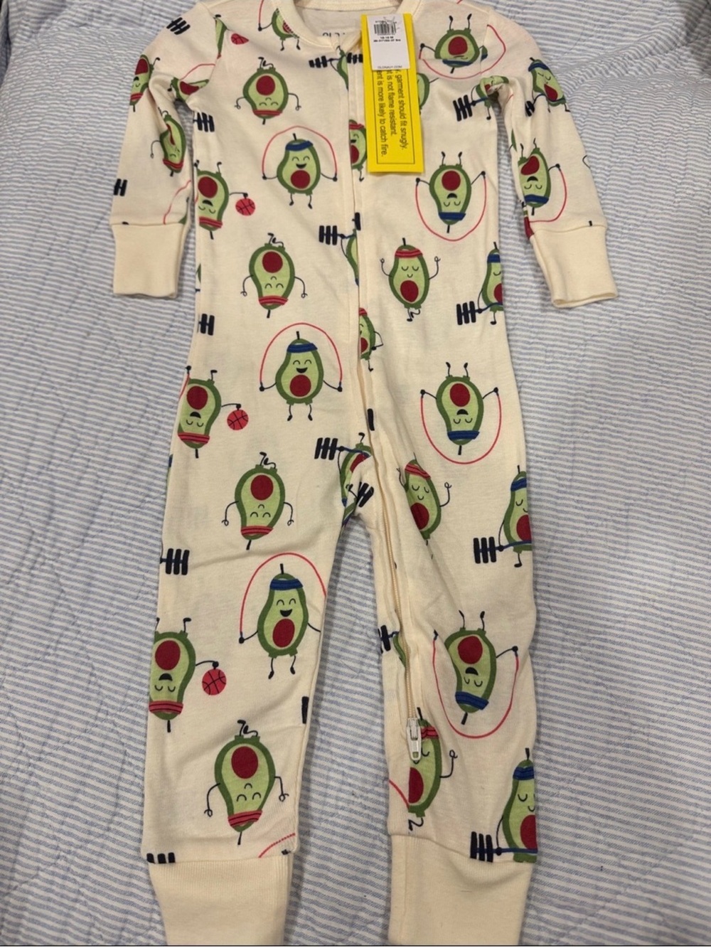Old Navy Cream Avocado Print Zipper Footie Pajamas